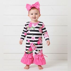 Ruffle Rose Romper, baby, infant, girl